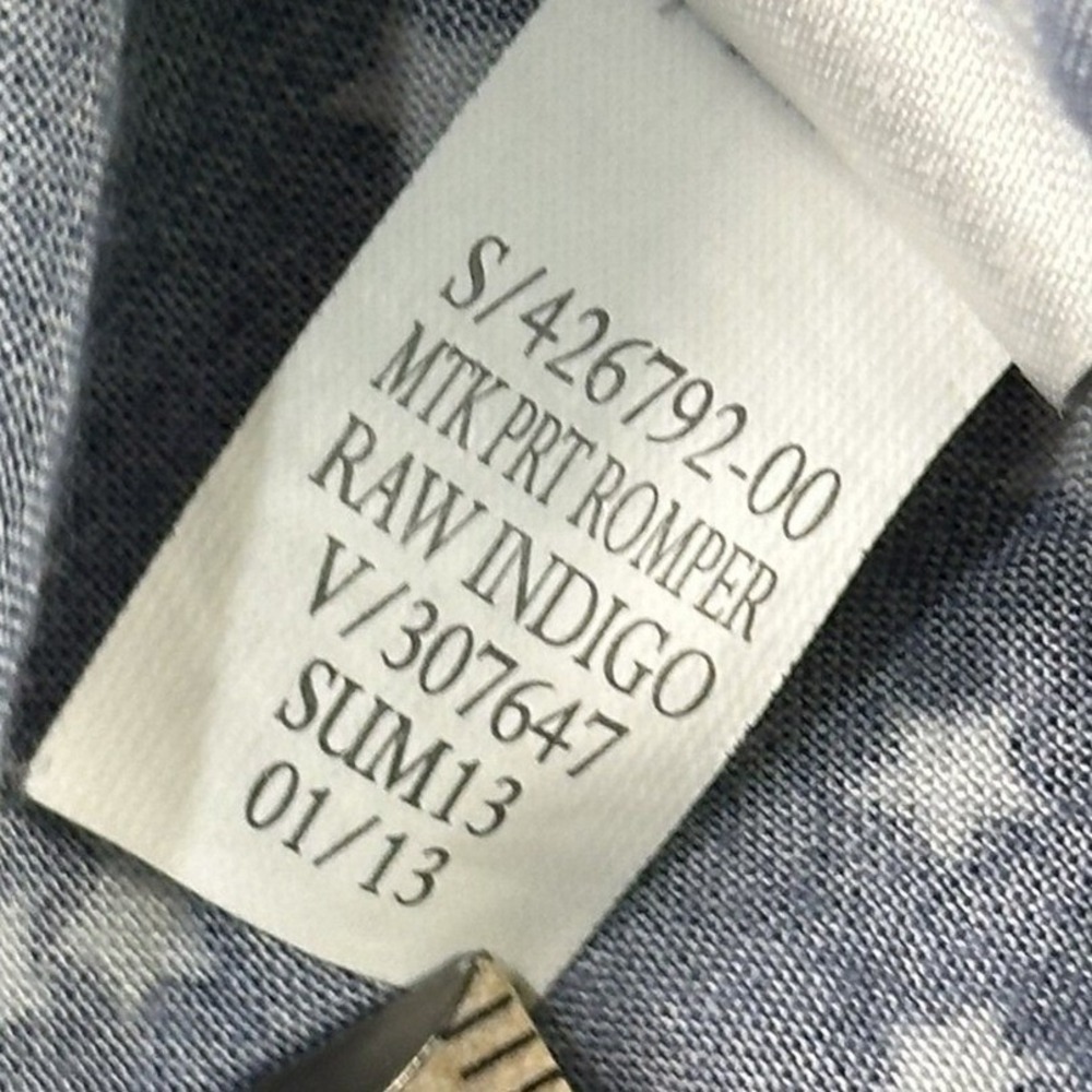GapKids Romper Girls Size M 8 Blue Star Print Raw Indigo Ruffle Neck - Picture 8 of 9